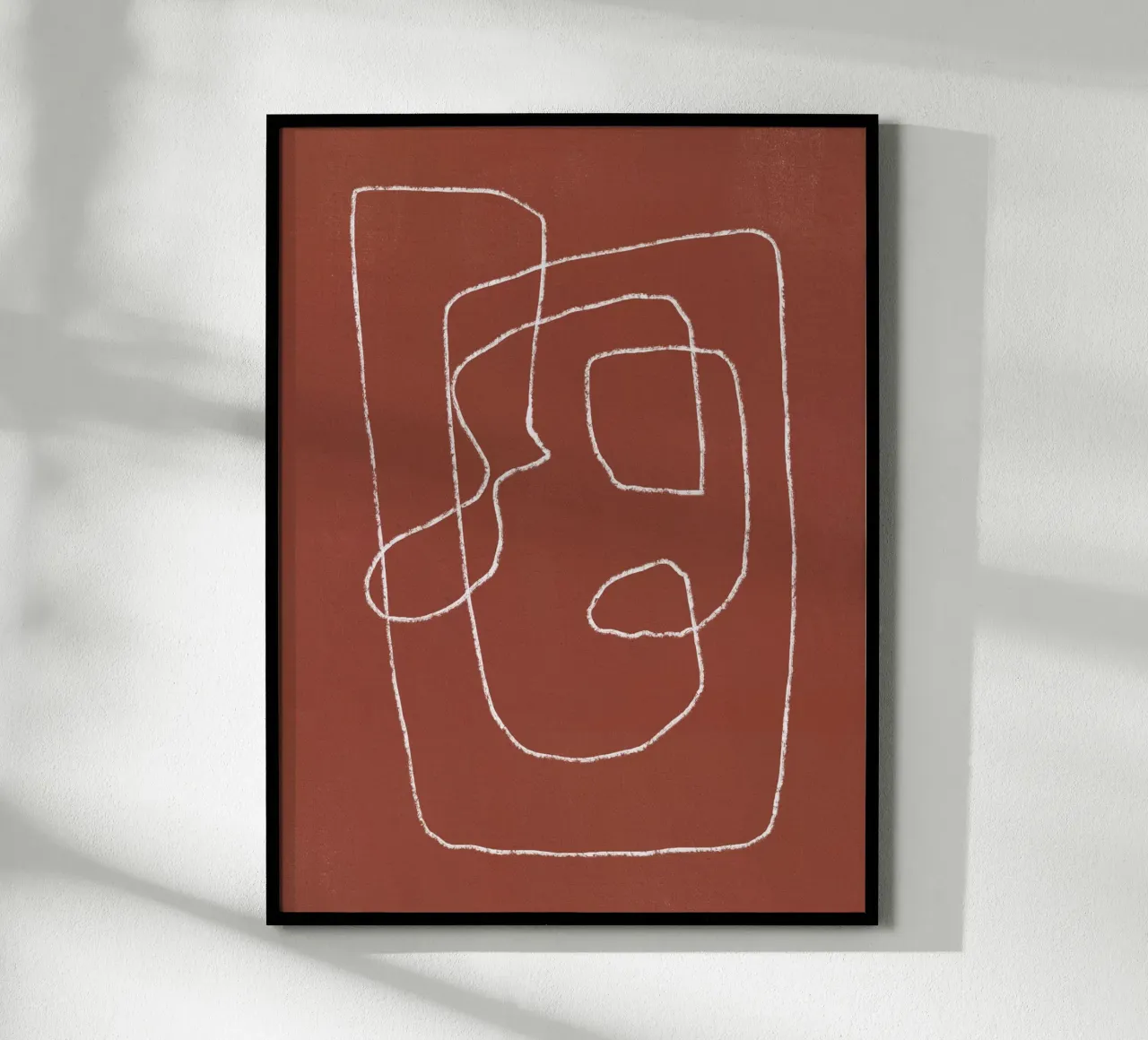 Dessin au trait abstrait - Mère et bébé poster avec cadre en bois de Little Dean