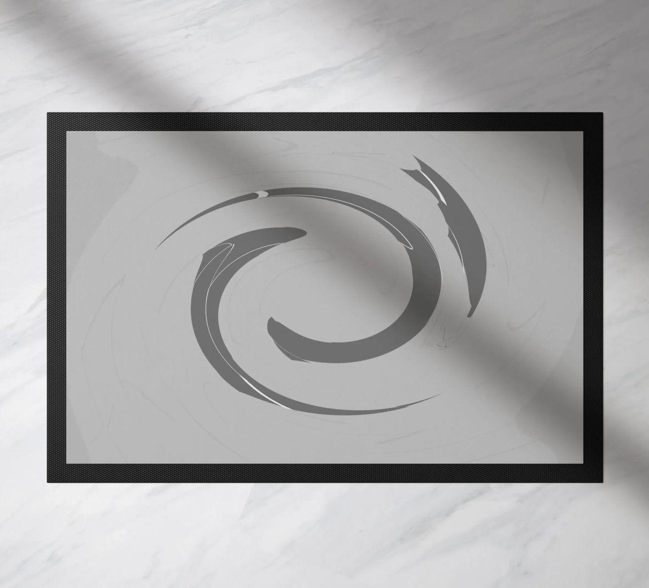 Abstract dynamic round patterns in grey doormat by Something for you