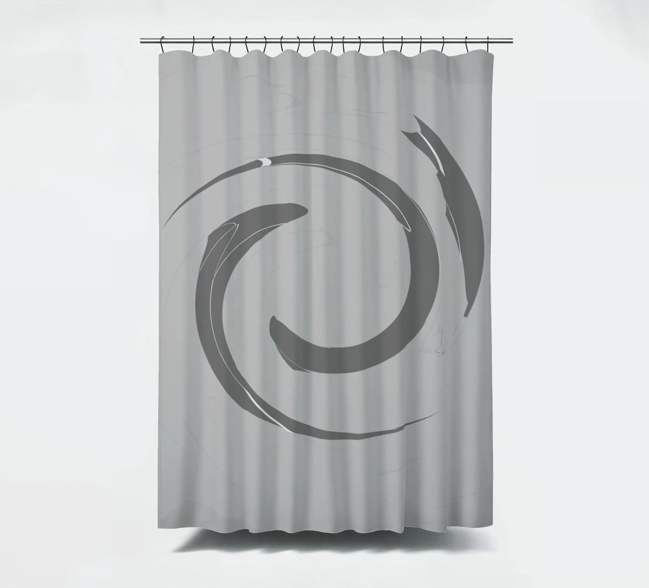Abstract dynamic round patterns in grey shower curtain by Something for you