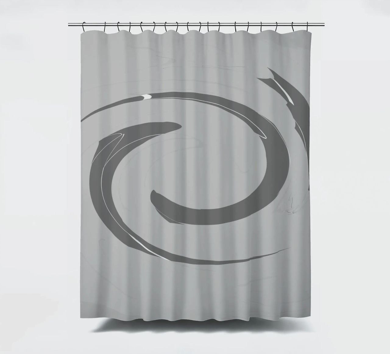 Abstract dynamic round patterns in grey shower curtain by Something for you