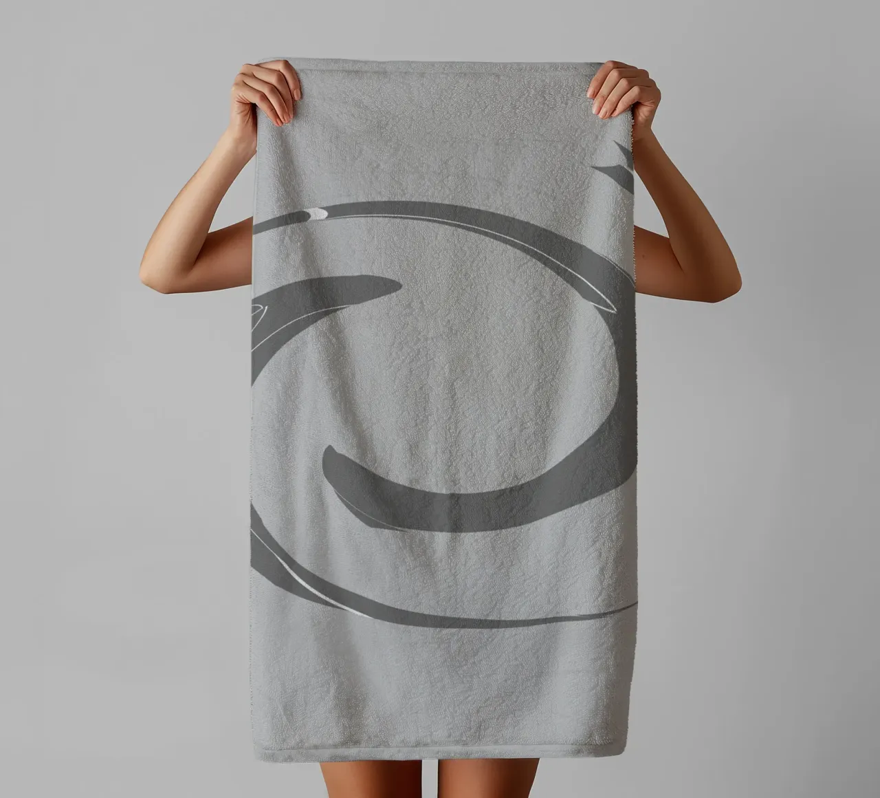 Abstract dynamic round patterns in grey towel by Something for you
