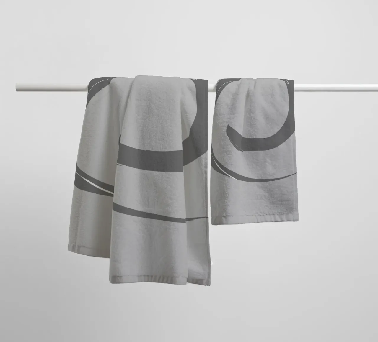Abstract dynamic round patterns in grey towel by Something for you