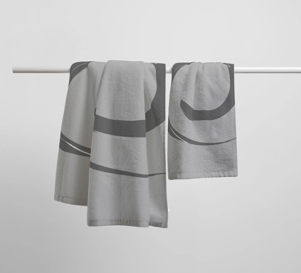 Abstract dynamic round patterns in grey towel by Something for you
