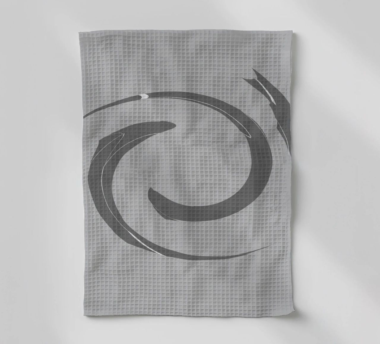 Abstract dynamic round patterns in grey tea towel by Something for you