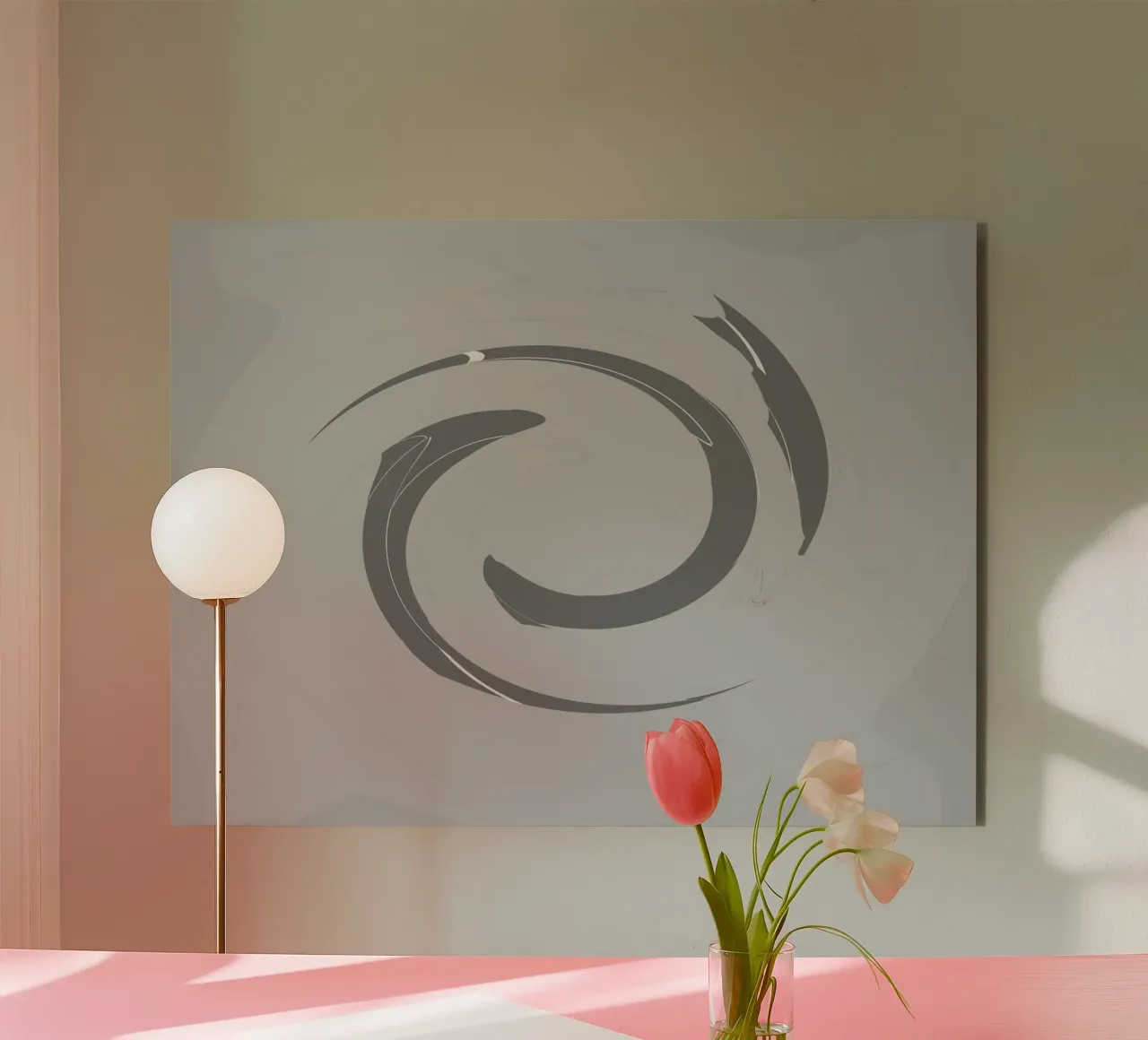 Abstract dynamic round patterns in grey alu-dibond by Something for you