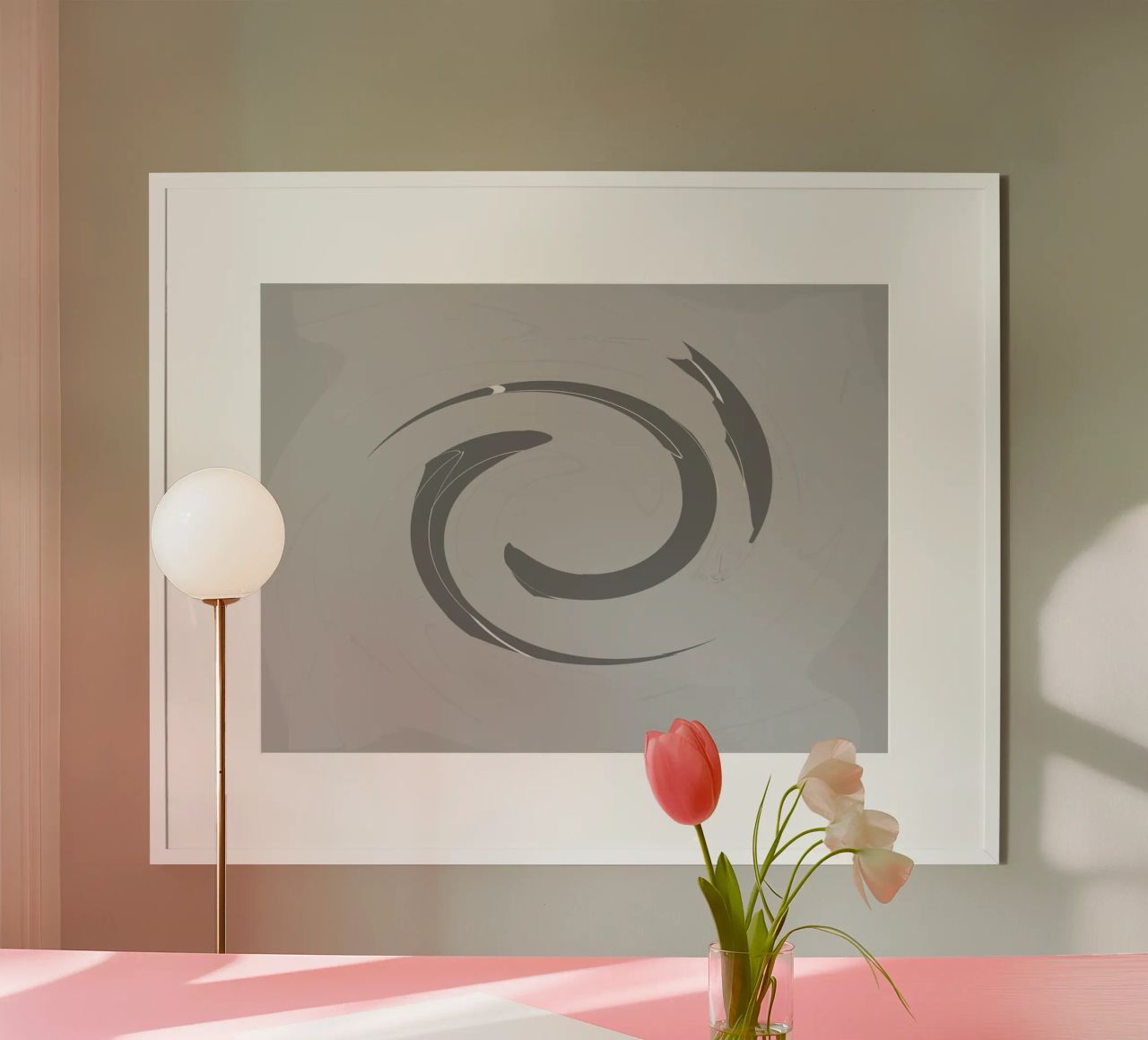 Abstract dynamic round patterns in grey hahnemühle by Something for you