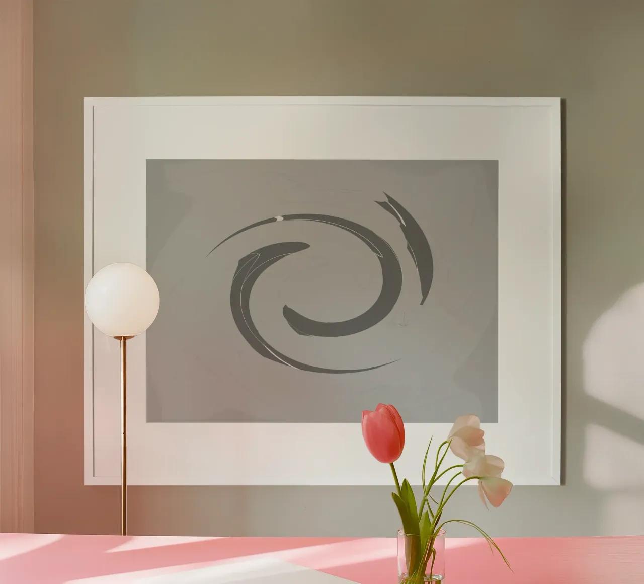 Abstrakte dynamische runde Muster in Grau Hahnemühle von Something for you