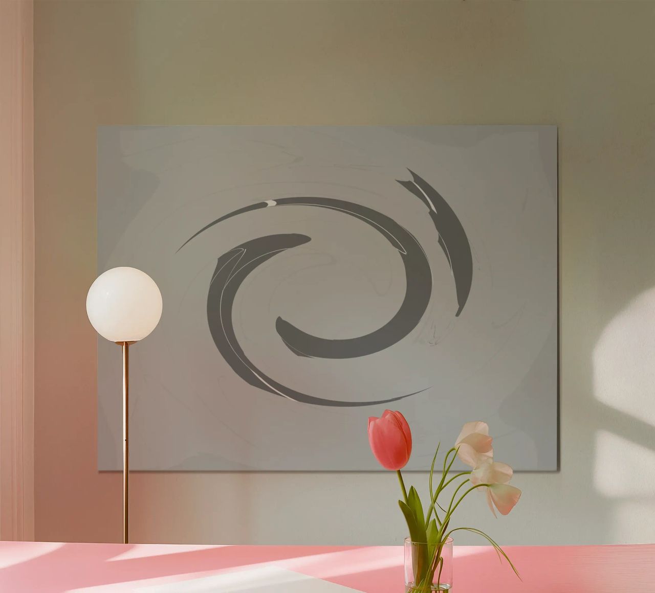 Abstract dynamic round patterns in grey hahnemühle by Something for you