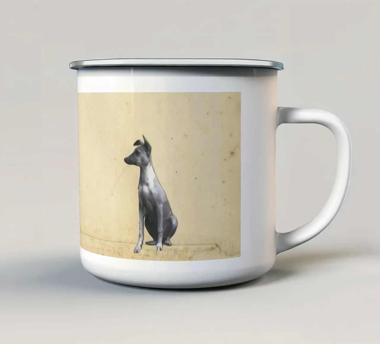 Wonderlijke Whippet emaille mok van Cassia Beck Collage