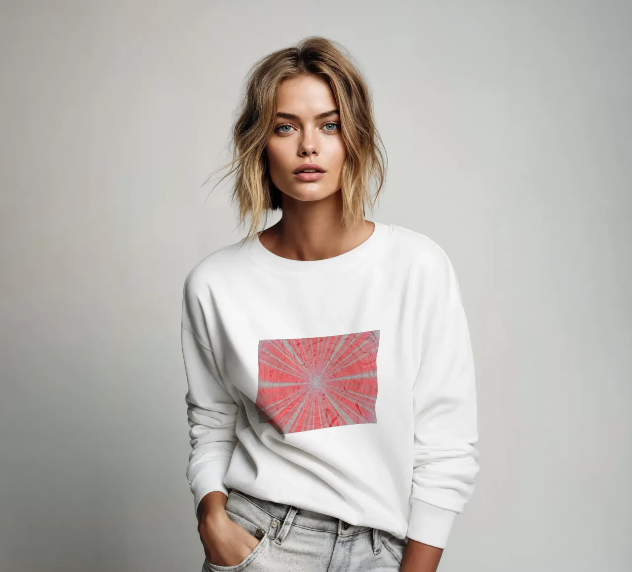 Abstraktess dynamisches Muster in den Farben Grau und Rot Sweatshirt von Something for you