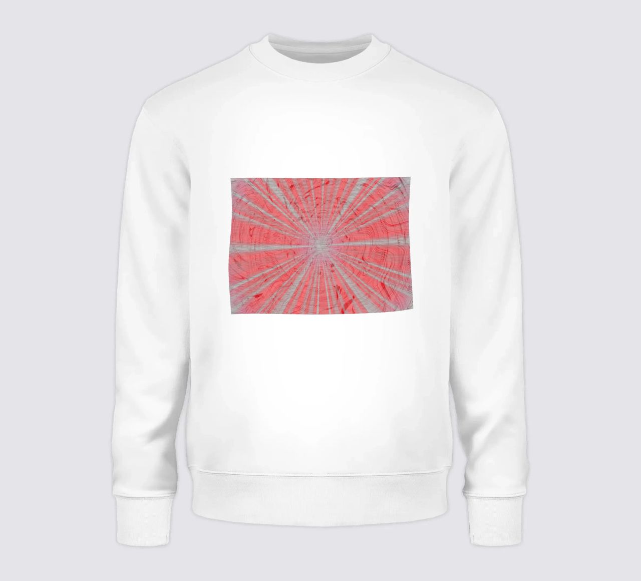 Abstract dynamic pattern in the colours grey and red sweatshirt by Something for you