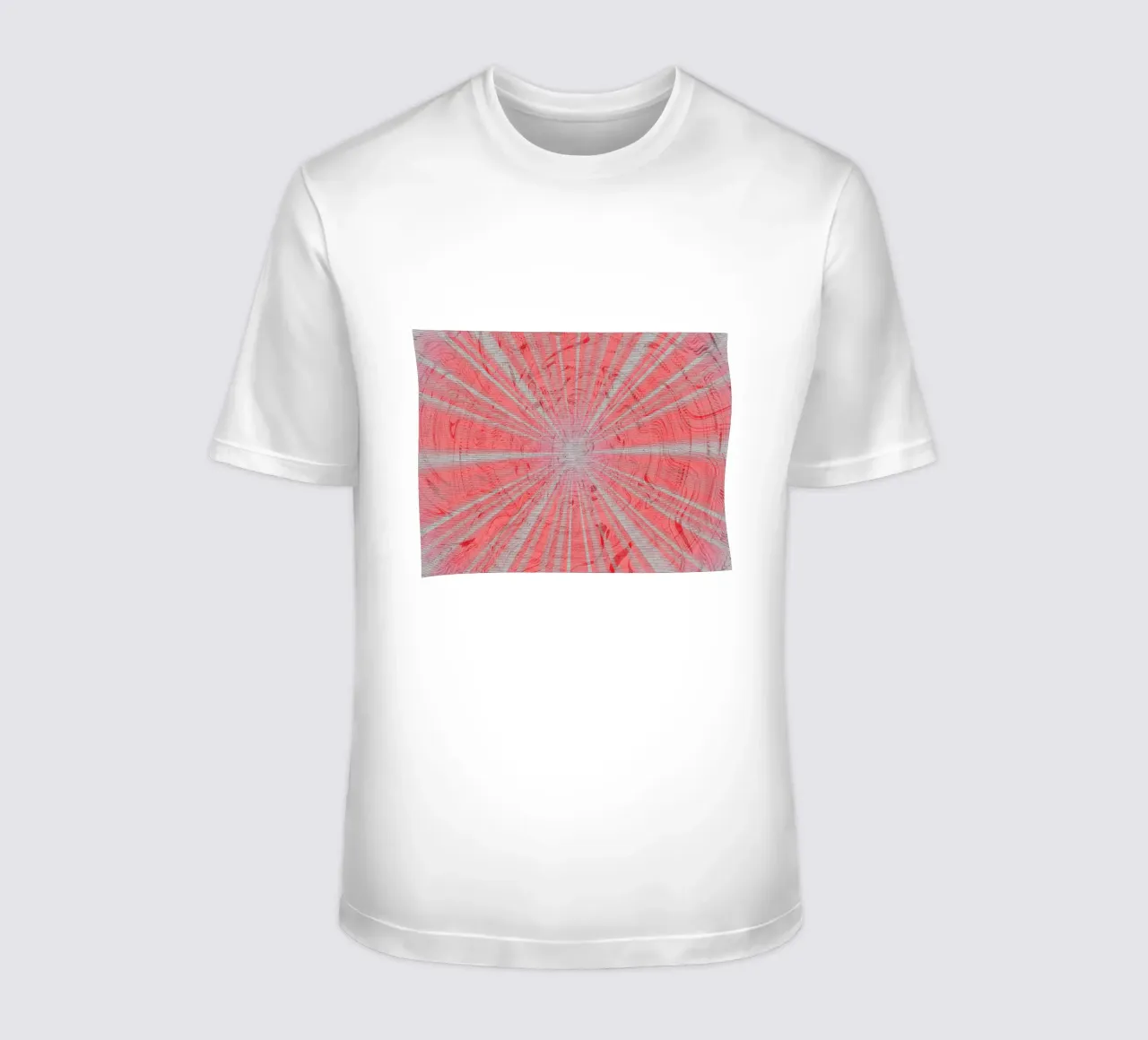 Abstract dynamic pattern in the colours grey and red t-shirt by Something for you