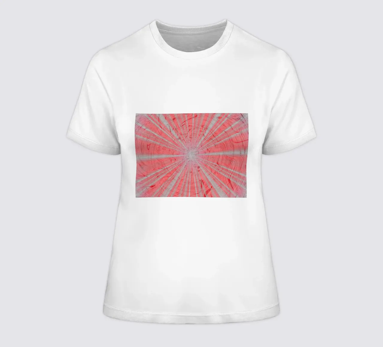 Abstract dynamic pattern in the colours grey and red women's fitted t-shirt by Something for you