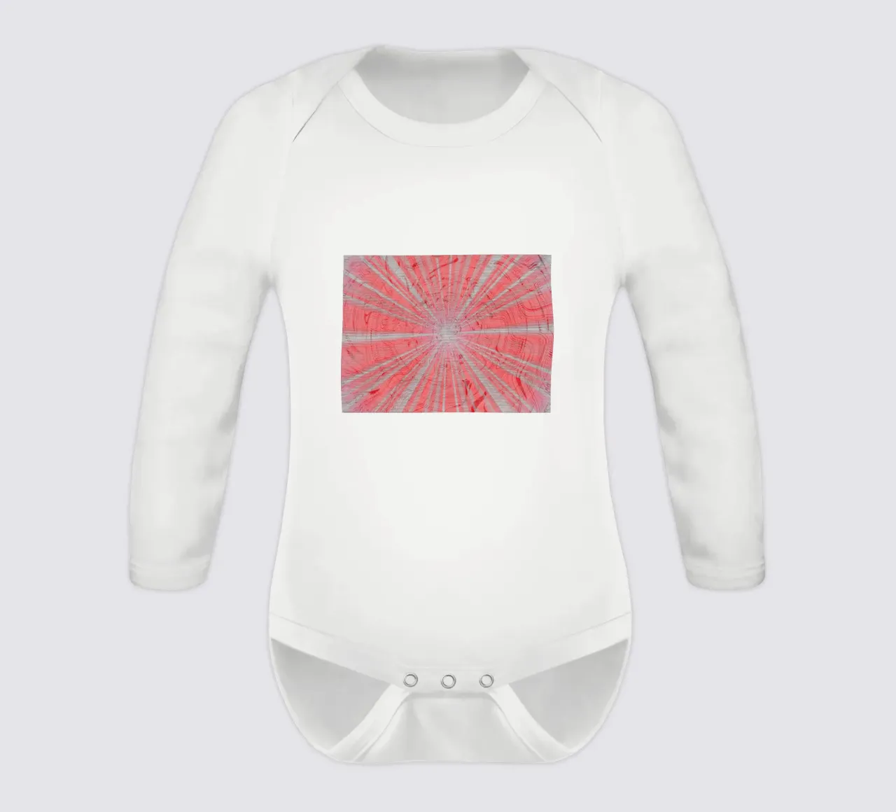 Abstract dynamisch patroon in de kleuren grijs en rood babyrompertje lange mouwen van Something for you