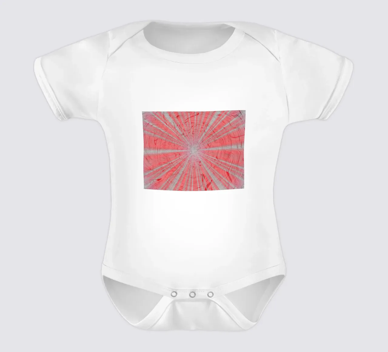 Abstract dynamisch patroon in de kleuren grijs en rood babyrompertje korte mouwen van Something for you