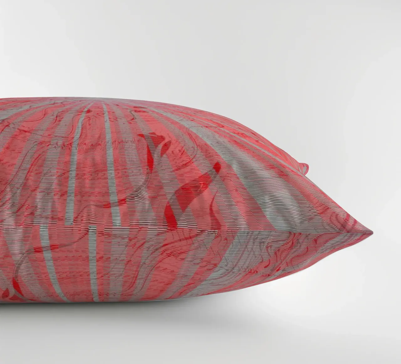 Abstract dynamic pattern in the colours grey and red decorative cushion by Something for you