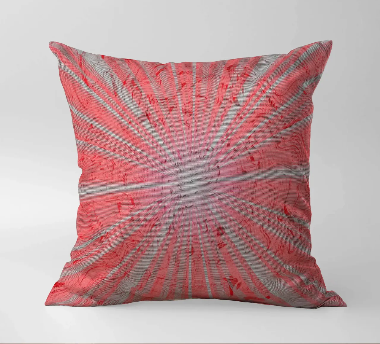 Abstract dynamic pattern in the colours grey and red decorative cushion by Something for you
