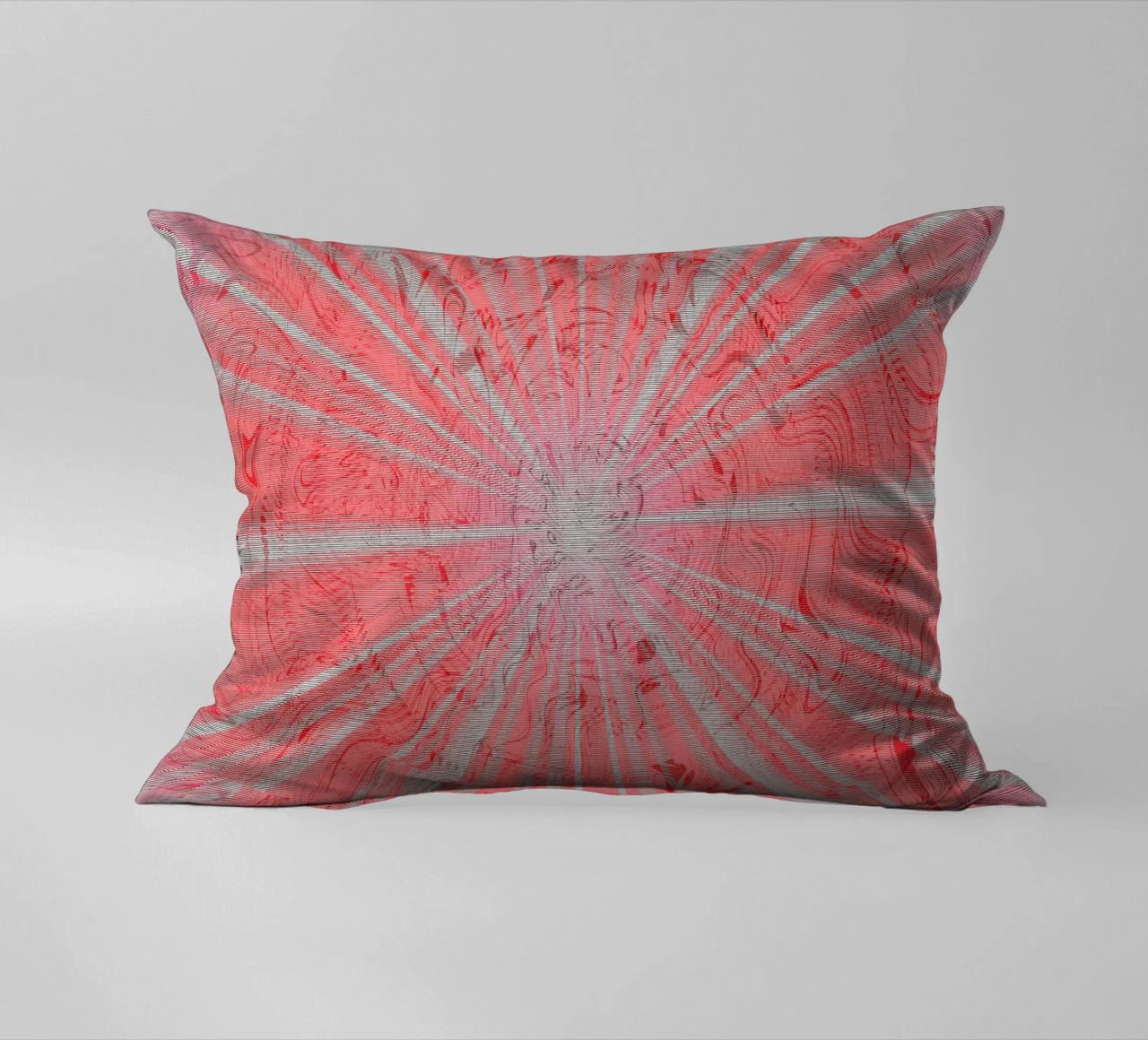 Abstract dynamic pattern in the colours grey and red decorative cushion by Something for you