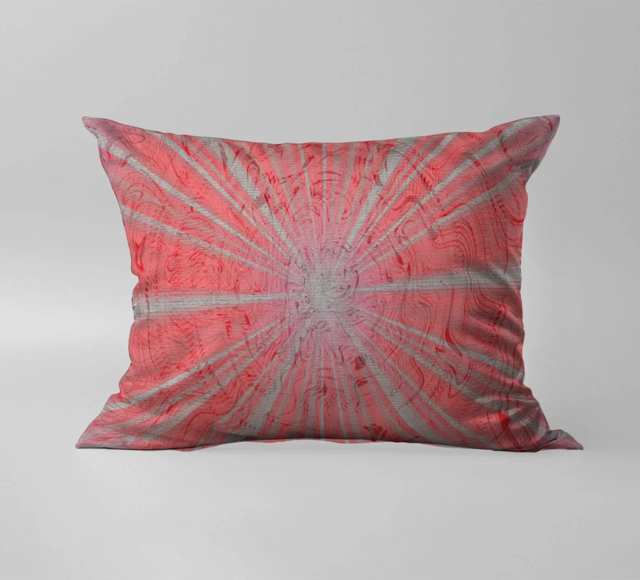 Abstract dynamic pattern in the colours grey and red decorative cushion by Something for you