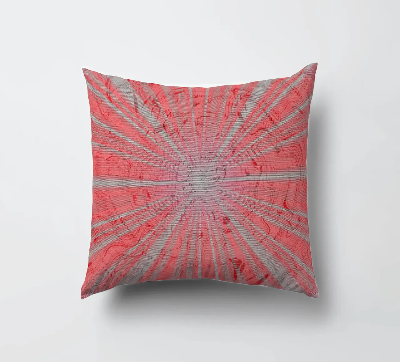 Abstract dynamic pattern in the colours grey and red decorative cushion by Something for you
