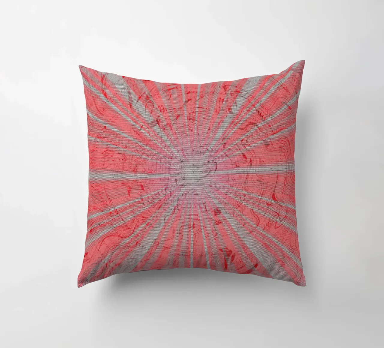 Abstract dynamic pattern in the colours grey and red decorative cushion by Something for you