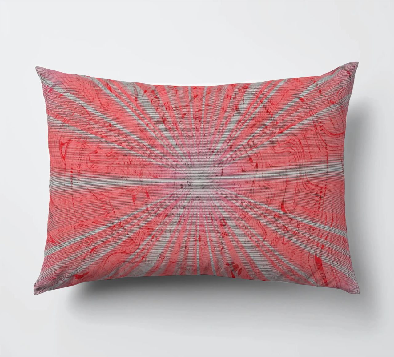 Abstract dynamic pattern in the colours grey and red decorative cushion by Something for you