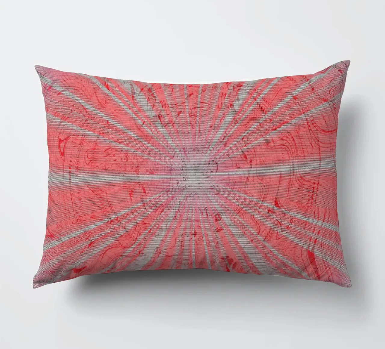 Abstract dynamic pattern in the colours grey and red decorative cushion by Something for you