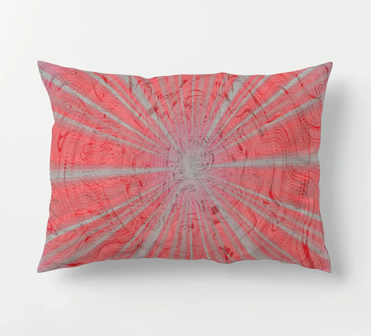 Abstract dynamic pattern in the colours grey and red decorative cushion by Something for you