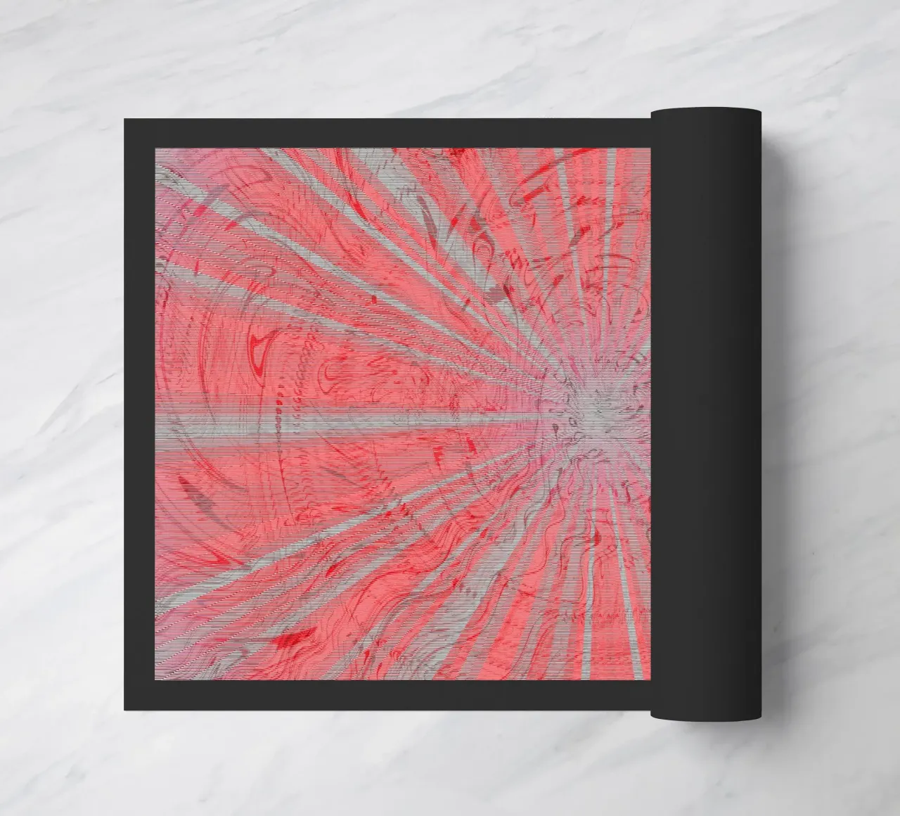 Abstraktess dynamisches Muster in den Farben Grau und Rot Fußmatte von Something for you