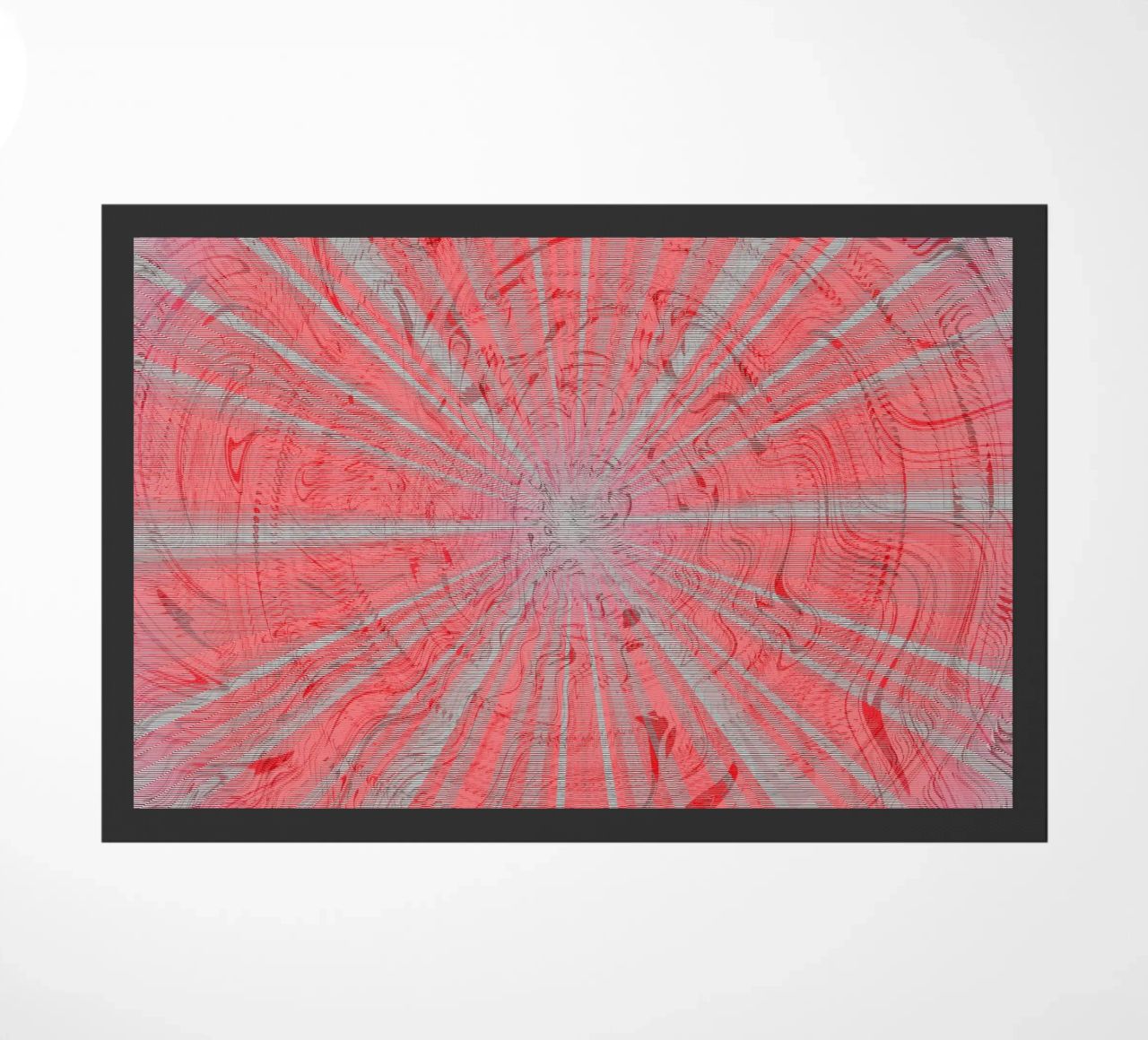 Abstract dynamic pattern in the colours grey and red doormat by Something for you