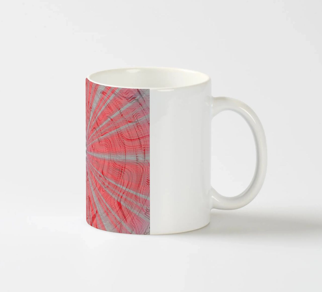 Abstract dynamic pattern in the colours grey and red ceramic mug by Something for you