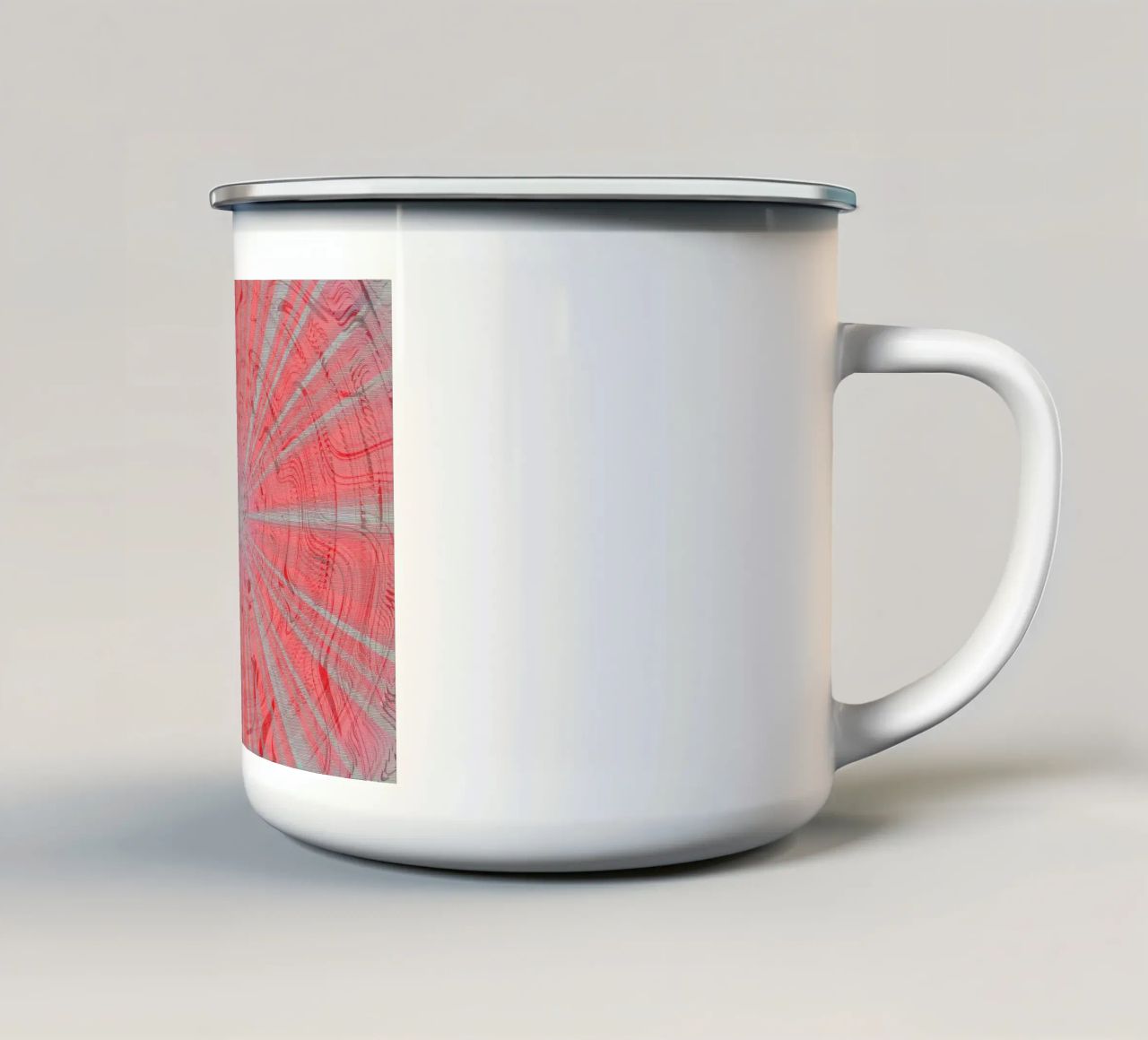 Abstract dynamic pattern in the colours grey and red enamel mug by Something for you