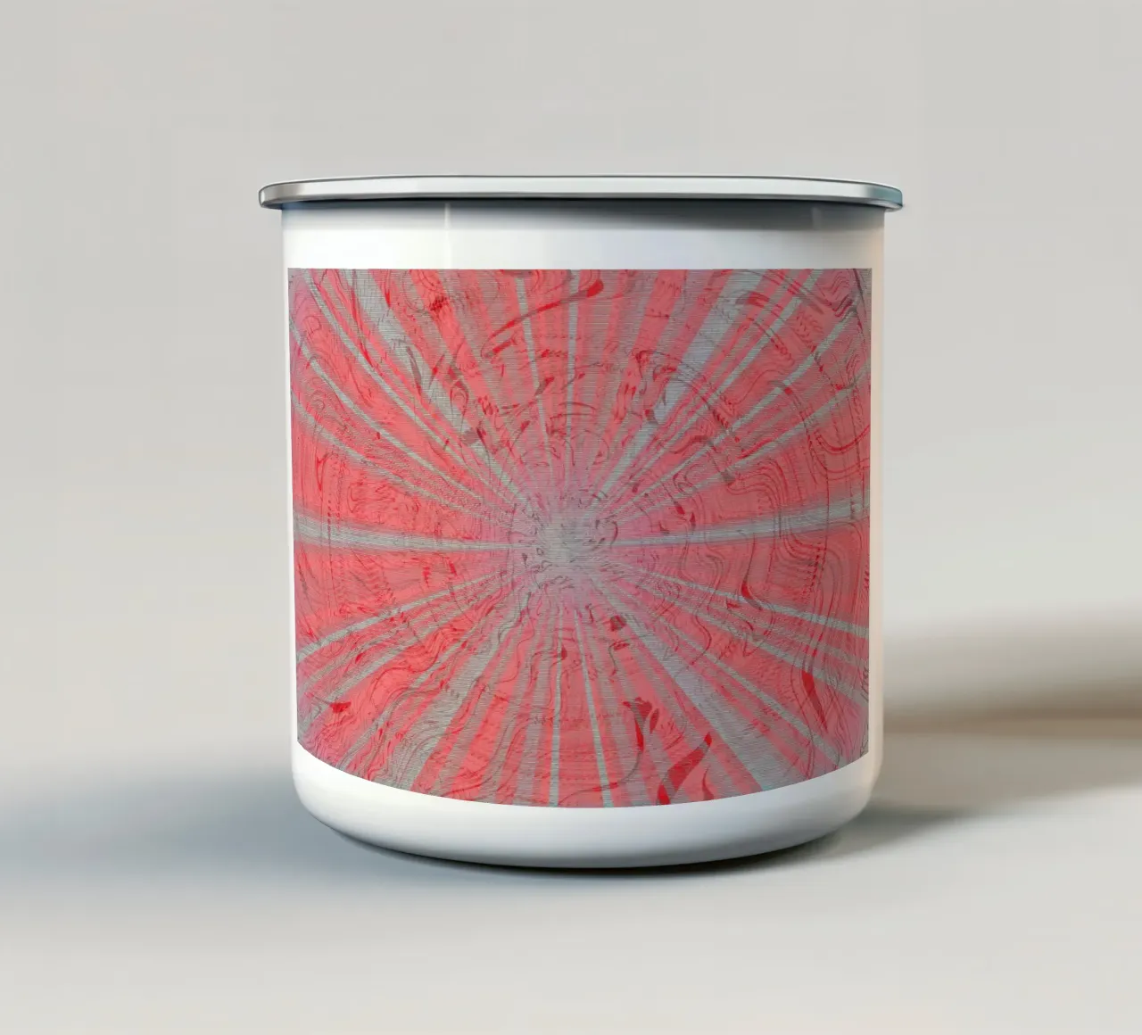 Motif dynamique abstrait dans les couleurs gris et rouge mug en émail de Something for you