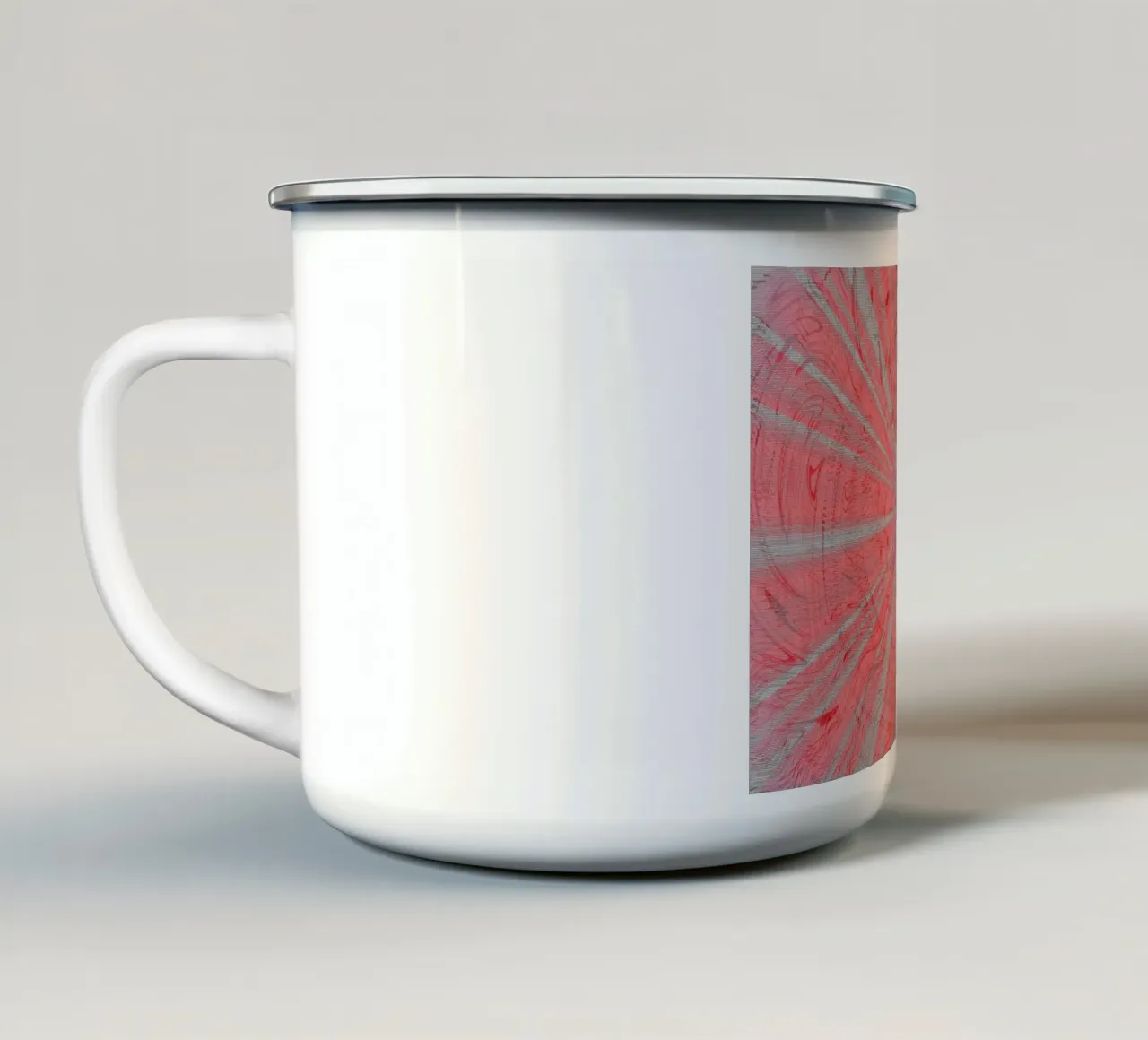 Motif dynamique abstrait dans les couleurs gris et rouge mug en émail de Something for you