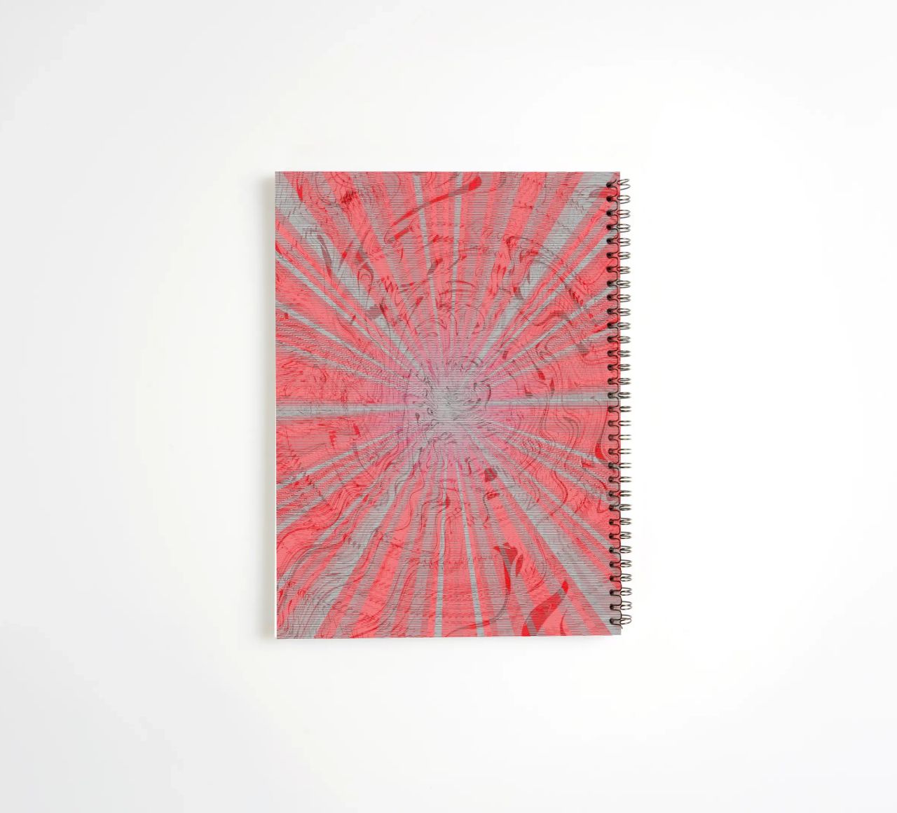 Abstract dynamic pattern in the colours grey and red spiral notebook by Something for you