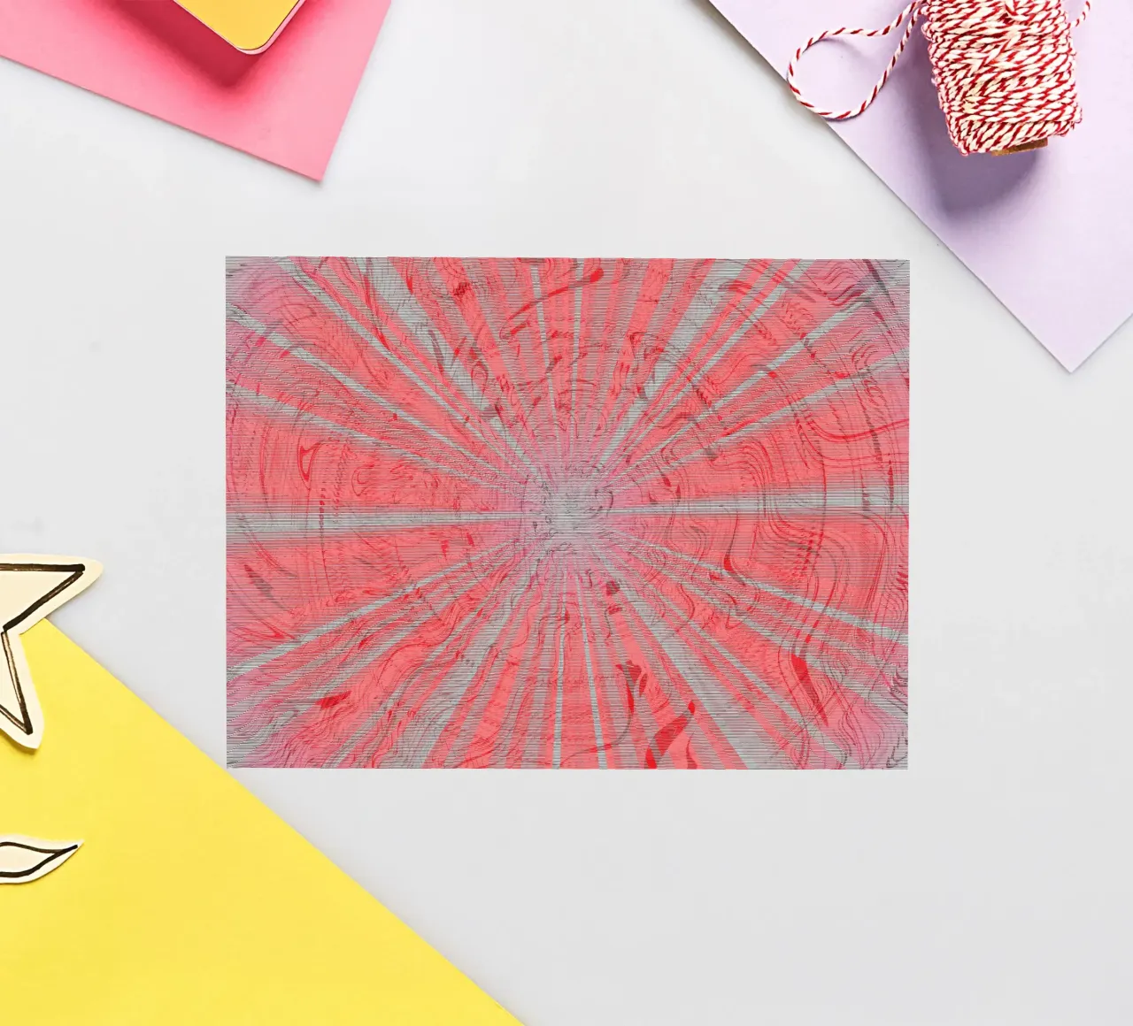 Abstract dynamic pattern in the colours grey and red sticker by Something for you