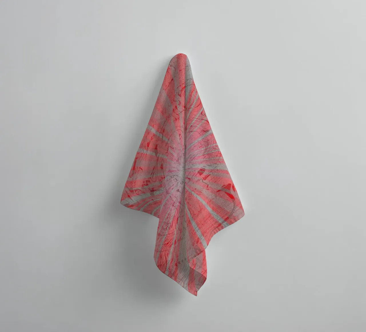 Abstract dynamisch patroon in de kleuren grijs en rood badhanddoek van Something for you