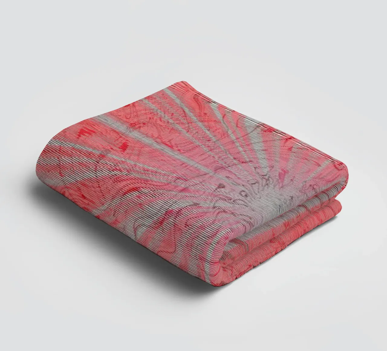 Abstract dynamisch patroon in de kleuren grijs en rood badhanddoek van Something for you