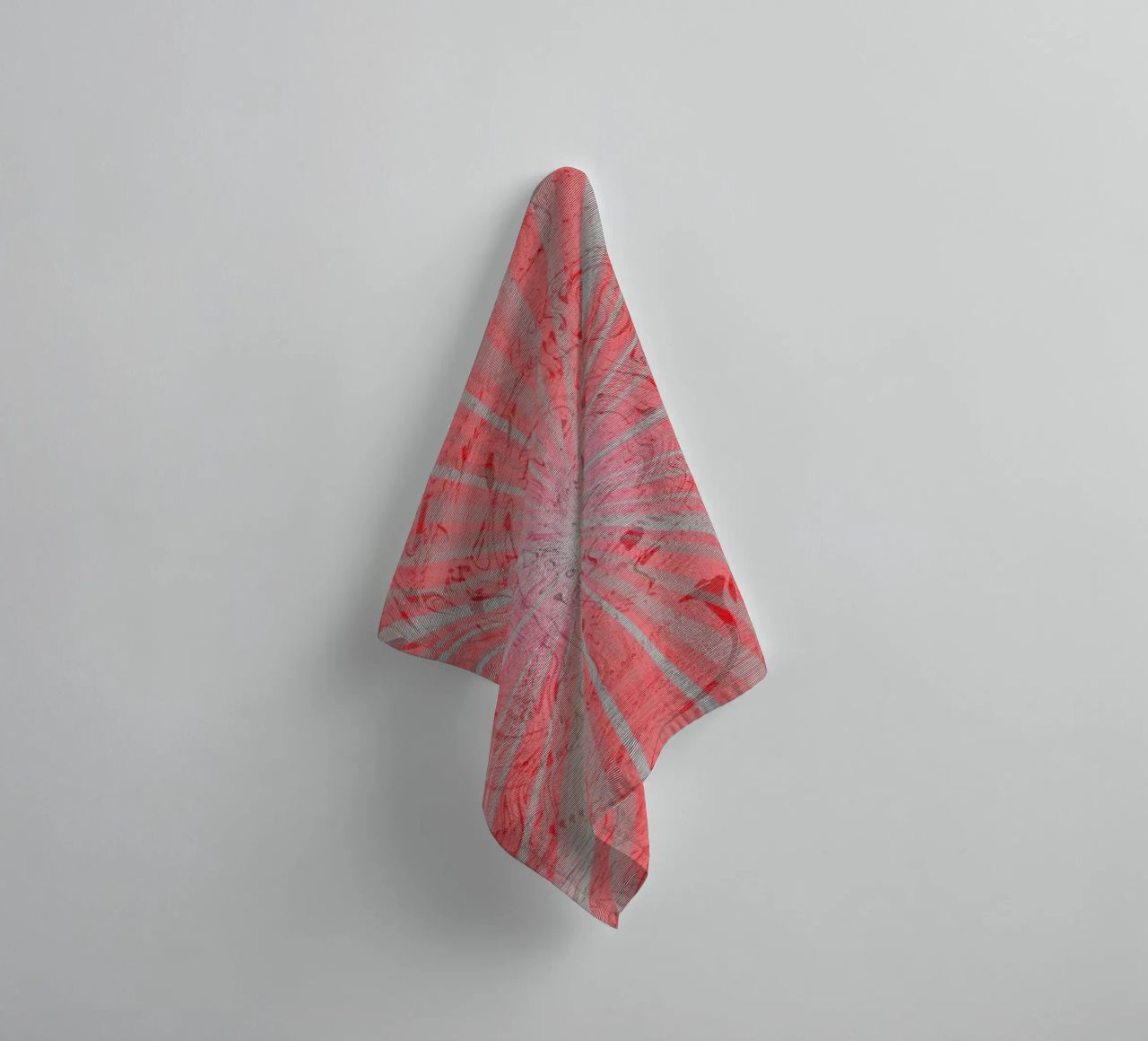 Abstract dynamic pattern in the colours grey and red towel by Something for you