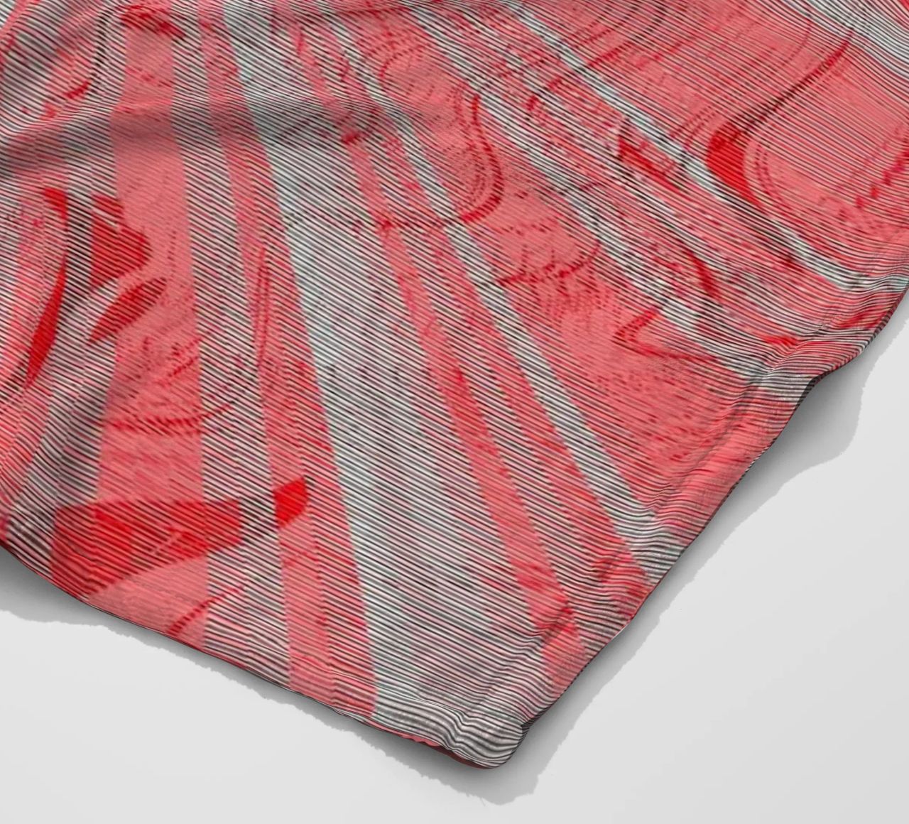 Abstract dynamic pattern in the colours grey and red fleece blanket by Something for you