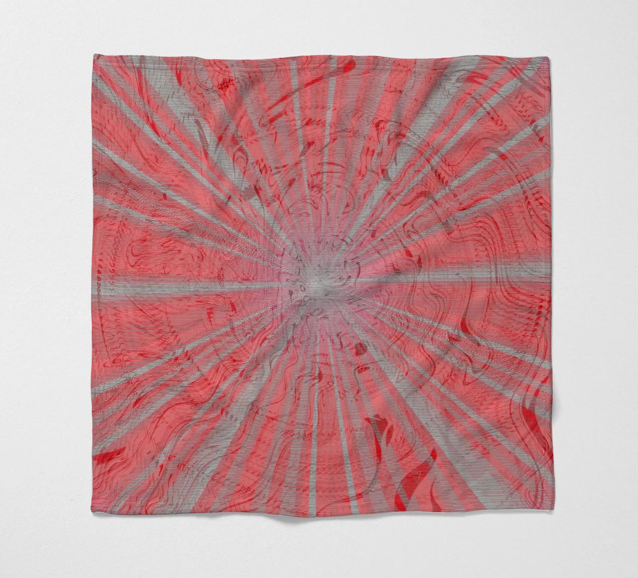 Abstract dynamic pattern in the colours grey and red fleece blanket by Something for you