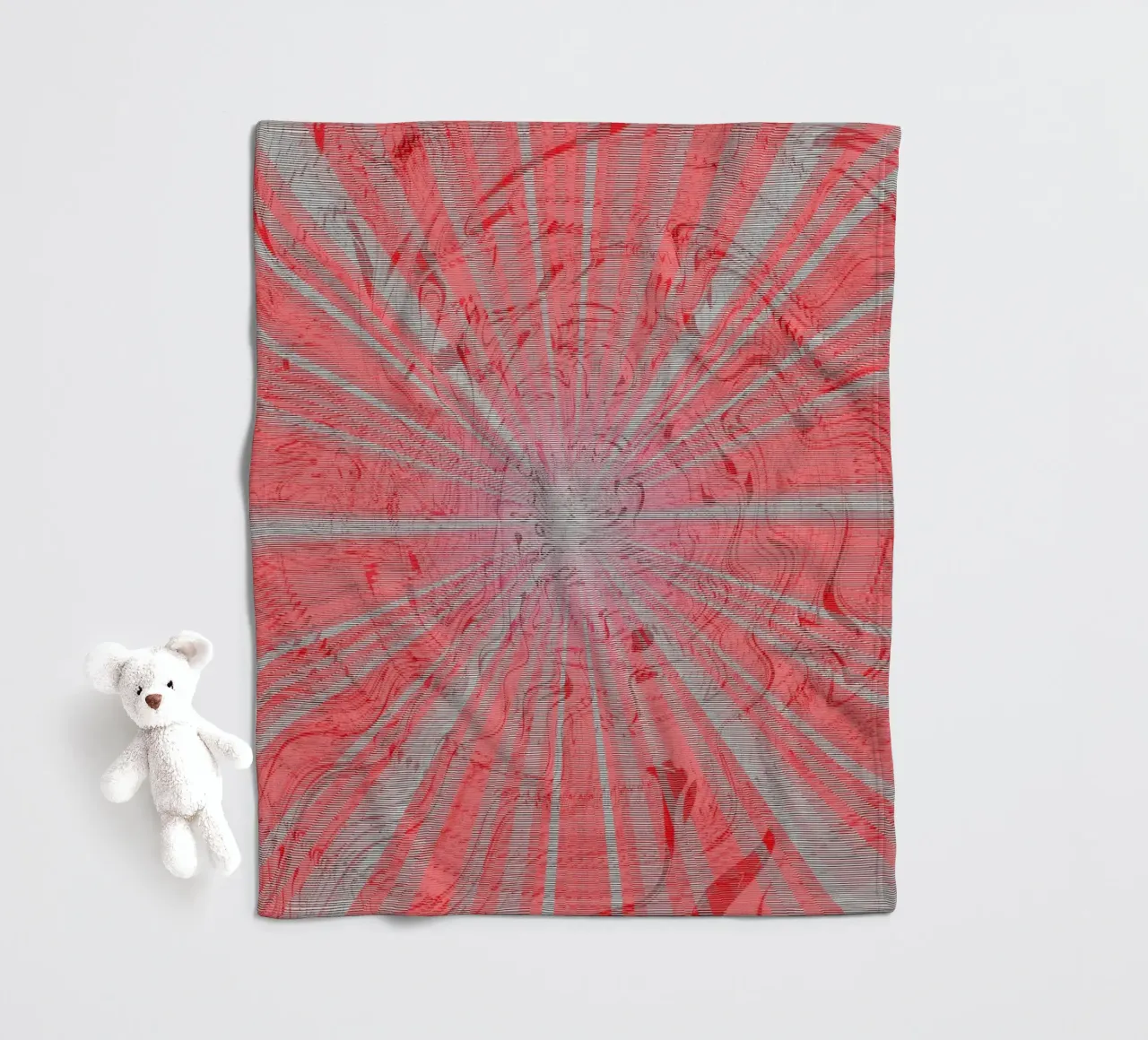 Abstraktess dynamisches Muster in den Farben Grau und Rot Fleecedecke von Something for you