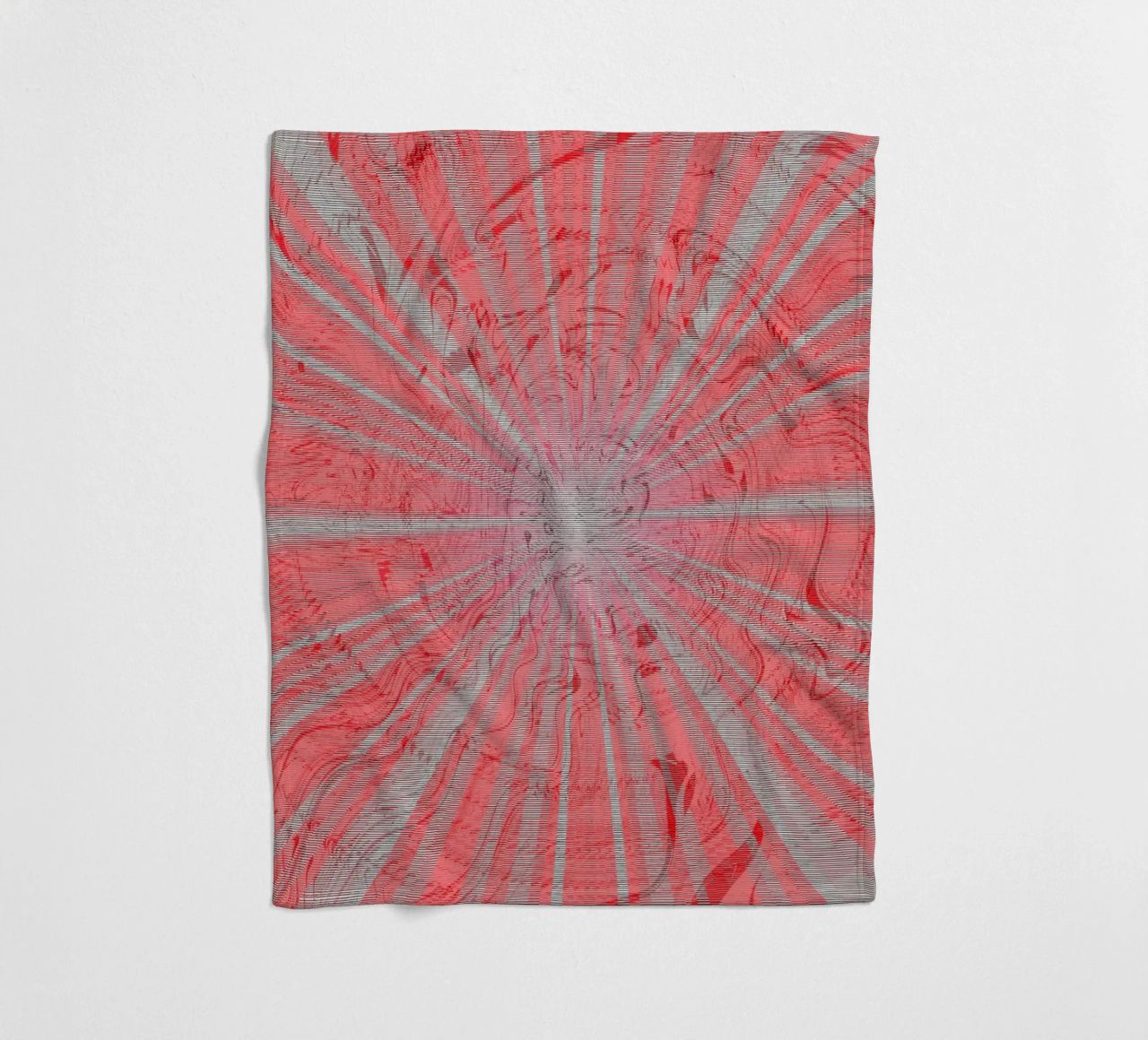 Abstract dynamic pattern in the colours grey and red fleece blanket by Something for you