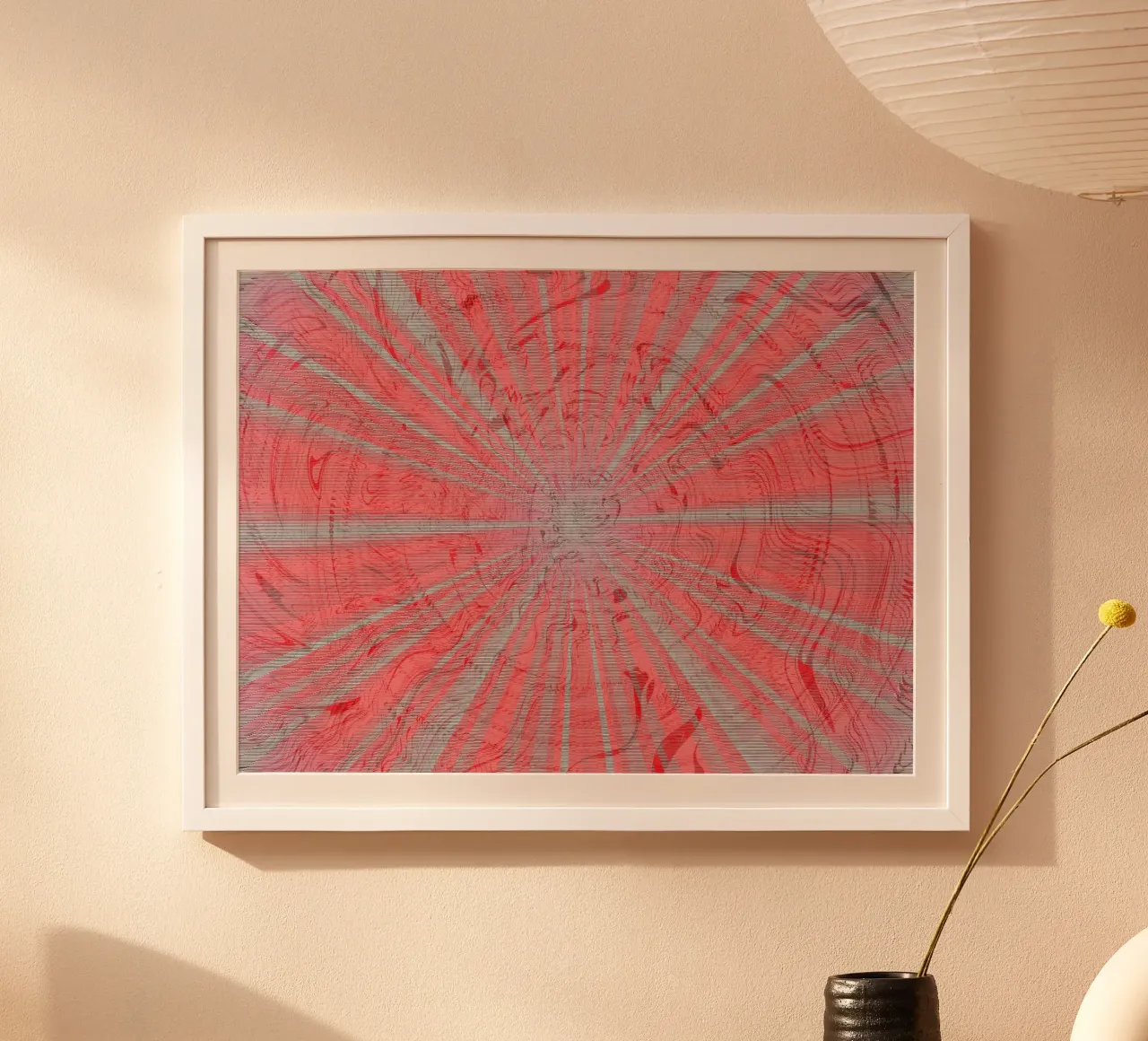 Motif dynamique abstrait dans les couleurs gris et rouge poster de Something for you