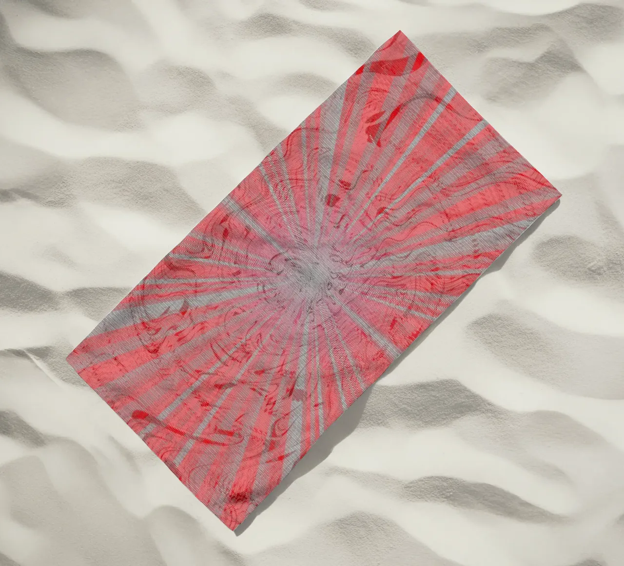 Motivo dinamico astratto nei colori grigio e rosso telo mare da Something for you