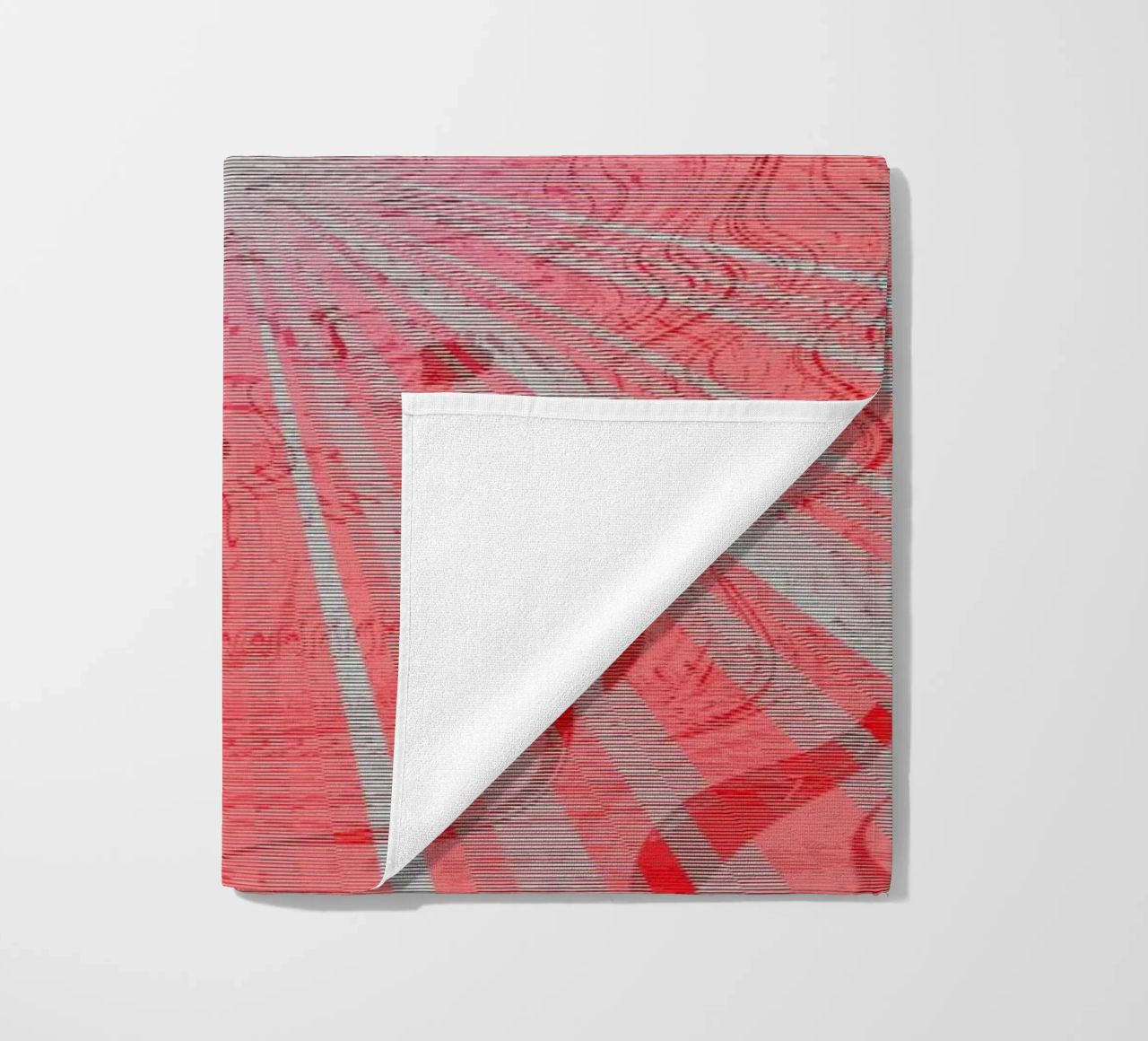 Abstract dynamic pattern in the colours grey and red beach towel by Something for you