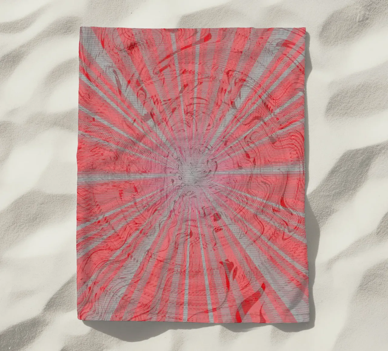 Motif dynamique abstrait dans les couleurs gris et rouge serviette de plage de Something for you