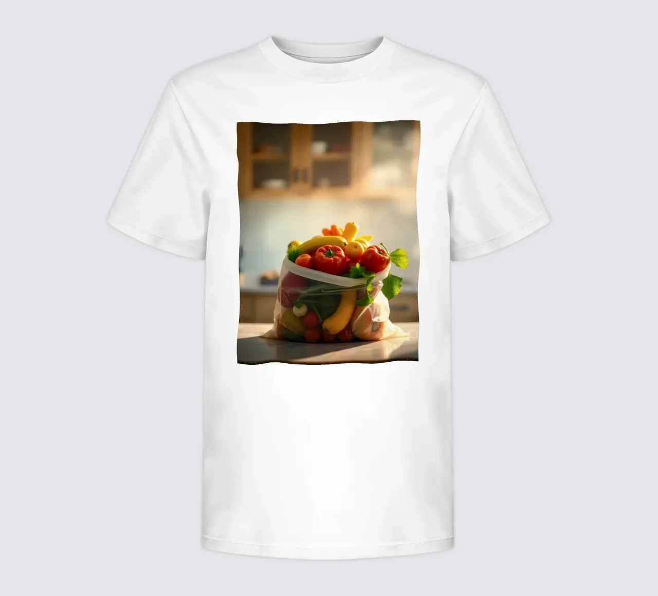 Frutta e verdura fresche disposte in un sacchetto riutilizzabile t-shirt bambini da DesignDoodle