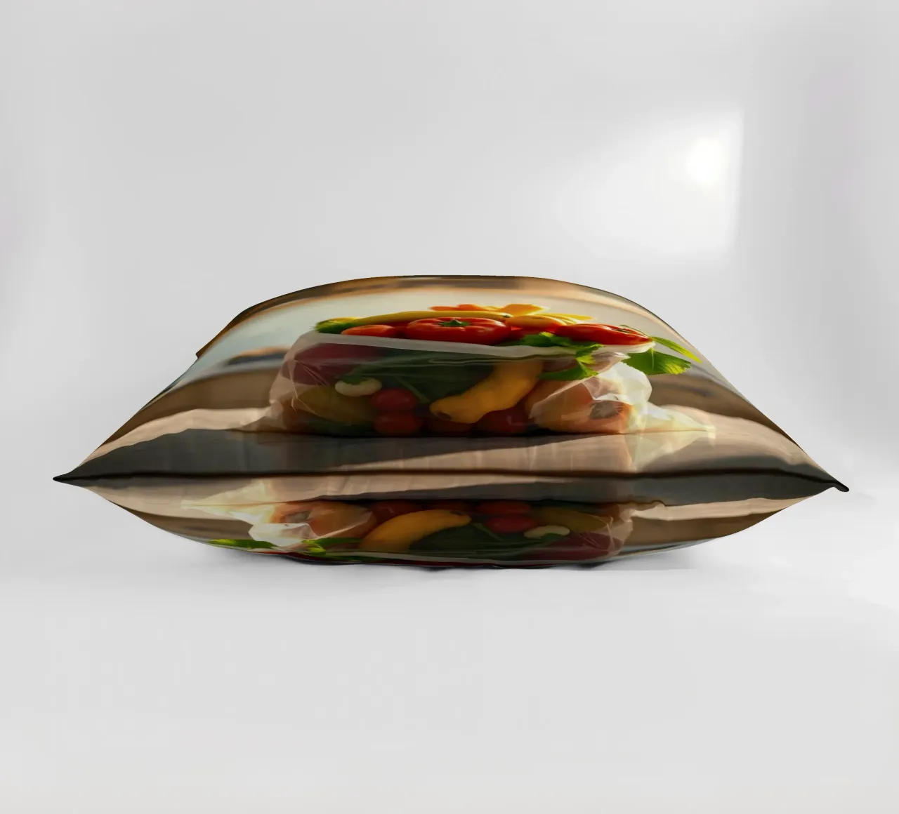 Frutta e verdura fresche disposte in un sacchetto riutilizzabile cuscino da DesignDoodle