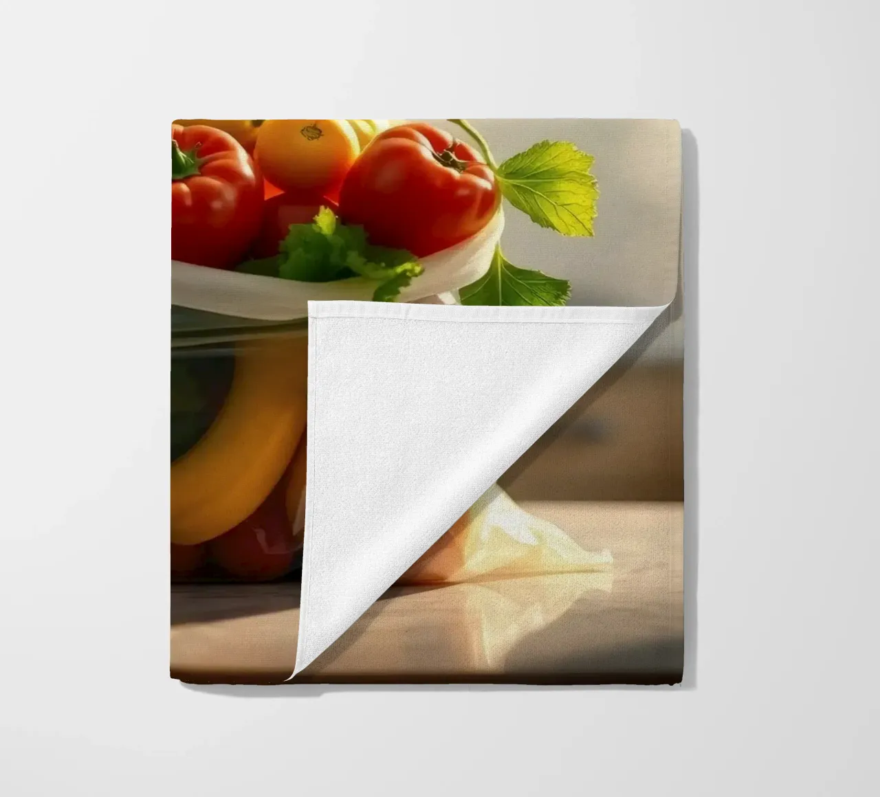 Frutta e verdura fresche disposte in un sacchetto riutilizzabile telo mare da DesignDoodle